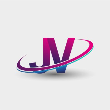 JV 'nin ilk logo şirketi adı mavi ve morumsu renklerde, beyaz arka planda izole edilmiş. iş ve şirket kimliği için vektör logosu.