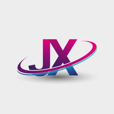 JX 'in ilk logo şirketi adı mavi ve morumsu renklerde, beyaz arka planda izole edilmiş. iş ve şirket kimliği için vektör logosu.