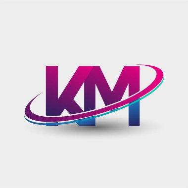 KM ilk logo şirketinin adı mavi ve morumsu renklerde, beyaz arka planda izole edilmiş. iş ve şirket kimliği için vektör logosu.