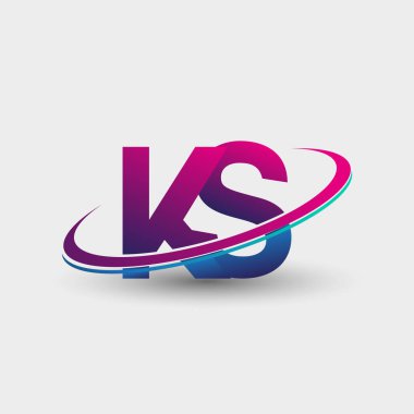 KS 'nin ilk logo şirketi adı mavi ve morumsu renklerde, beyaz arka planda izole edilmiş. iş ve şirket kimliği için vektör logosu.