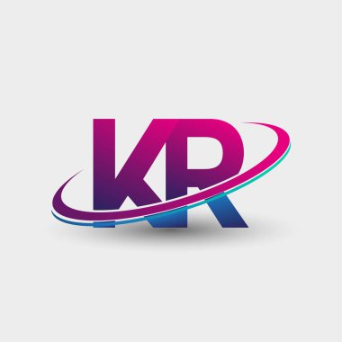 KR 'nin ilk logo şirketi adı mavi ve morumsu renklerde, beyaz arka planda izole edilmiş. iş ve şirket kimliği için vektör logosu.