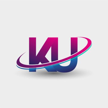 KU 'nun ilk logo şirketi adı mavi ve morumsu renklerde, beyaz arka planda izole edilmiş. iş ve şirket kimliği için vektör logosu.