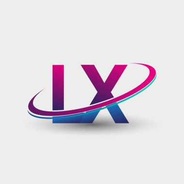 LX 'in ilk logo şirketi adı mavi ve morumsu renklerde, beyaz arka planda izole edilmiş. iş ve şirket kimliği için vektör logosu.