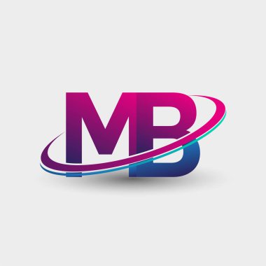 MB 'nin ilk logo şirketi adı mavi ve morumsu renklerde, beyaz arka planda izole edilmiş. iş ve şirket kimliği için vektör logosu.