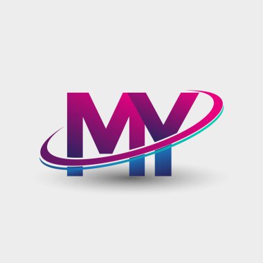 İlk logo şirketimin adı mavi ve morumsu renklerde beyaz arka planda izole edilmiş. iş ve şirket kimliği için vektör logosu.