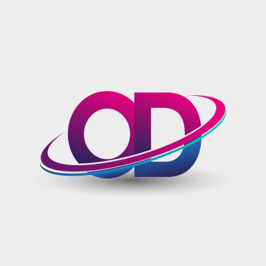 Aşırı dozdan ölen şirketin adı mavi ve morumsu renklerde, beyaz arka planda izole edilmiş. iş ve şirket kimliği için vektör logosu.