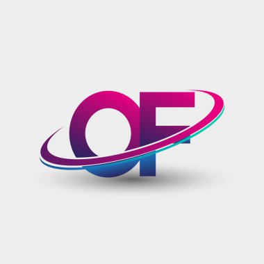 Beyaz arkaplanda izole edilmiş mavi ve morumsu logo tasarımlı ilk logo şirketi adı. iş ve şirket kimliği için vektör logosu.