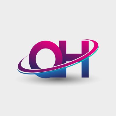 QH ilk logo şirketinin adı mavi ve morumsu renklerde, beyaz arka planda izole edilmiş. iş ve şirket kimliği için vektör logosu.