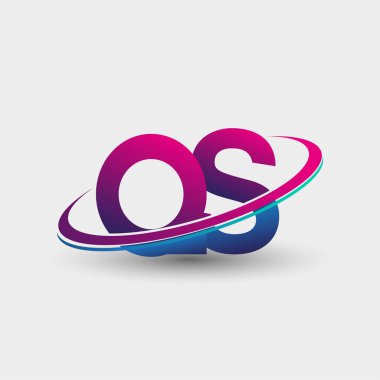 QS 'nin ilk logo şirketi adı mavi ve morumsu renklerde, beyaz arka planda izole edilmiş. iş ve şirket kimliği için vektör logosu.