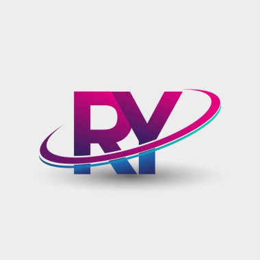 RY 'nin ilk logo şirketi adı mavi ve morumsu renklerde, beyaz arka planda izole edilmiş. iş ve şirket kimliği için vektör logosu.