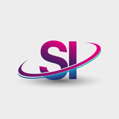 SI ilk logo şirketinin adı mavi ve morumsu renklerde, beyaz arka planda izole edilmiş. iş ve şirket kimliği için vektör logosu.