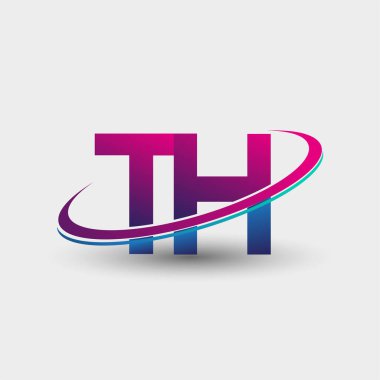 TH ilk logo şirketinin adı mavi ve morumsu renklerde, beyaz arka planda izole edilmiş. iş ve şirket kimliği için vektör logosu.
