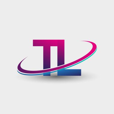 TL 'nin ilk logo şirketi adı mavi ve morumsu renklerde, beyaz arka planda izole edilmiş. iş ve şirket kimliği için vektör logosu.