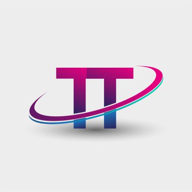 TT 'nin ilk logo şirketi adı mavi ve morumsu renklerde, beyaz arka planda izole edilmiş. iş ve şirket kimliği için vektör logosu.