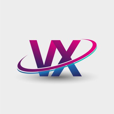 VX ilk logo şirketinin adı mavi ve morumsu renklerde, beyaz arka planda izole edilmiş. iş ve şirket kimliği için vektör logosu.