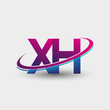 XH ilk logo şirketinin adı mavi ve morumsu renklerde, beyaz arka planda izole edilmiş. iş ve şirket kimliği için vektör logosu.