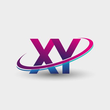 XY 'nin ilk logo şirketi adı mavi ve morumsu renklerde, beyaz arka planda izole edilmiş. iş ve şirket kimliği için vektör logosu.