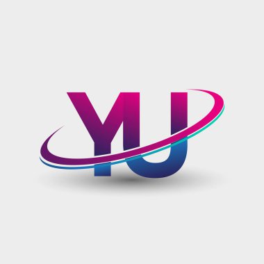 İlk logo şirketinin adı mavi ve morumsu renklerde, beyaz arka planda izole edilmiş. iş ve şirket kimliği için vektör logosu.