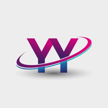 YY 'nin ilk logo şirketi adı mavi ve morumsu renklerde, beyaz arka planda izole edilmiş. iş ve şirket kimliği için vektör logosu.