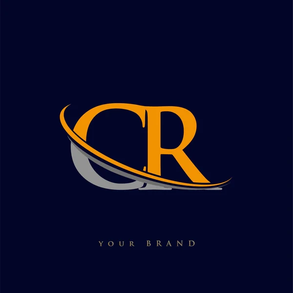 Harf Logotype Şirketi Adı Sarı Gri Swoosh Tasarımı Koyu Arkaplanda — Stok Vektör