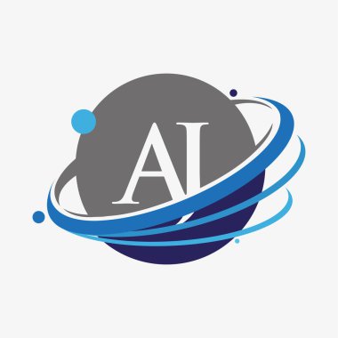 İlk harf AJ logotype şirketinin adı mavi ve gri renkte. beyaz arkaplanda izole.