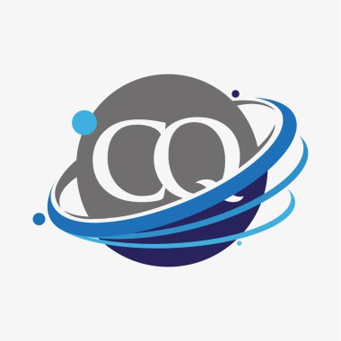 İlk harf CQ logotype şirketinin adı mavi ve gri renkte. beyaz arkaplanda izole.