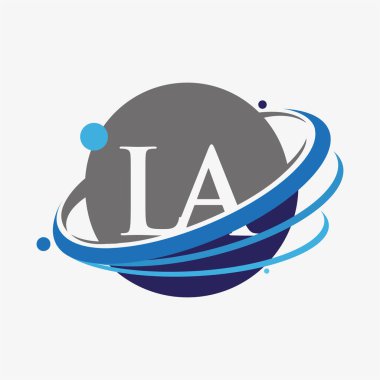 İlk harfi Los Angeles logotype şirketi. Renkli mavi ve gri renkte. beyaz arkaplanda izole.