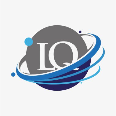 İlk harfi LQ logotype şirketinin adı mavi ve gri renkte. beyaz arkaplanda izole.