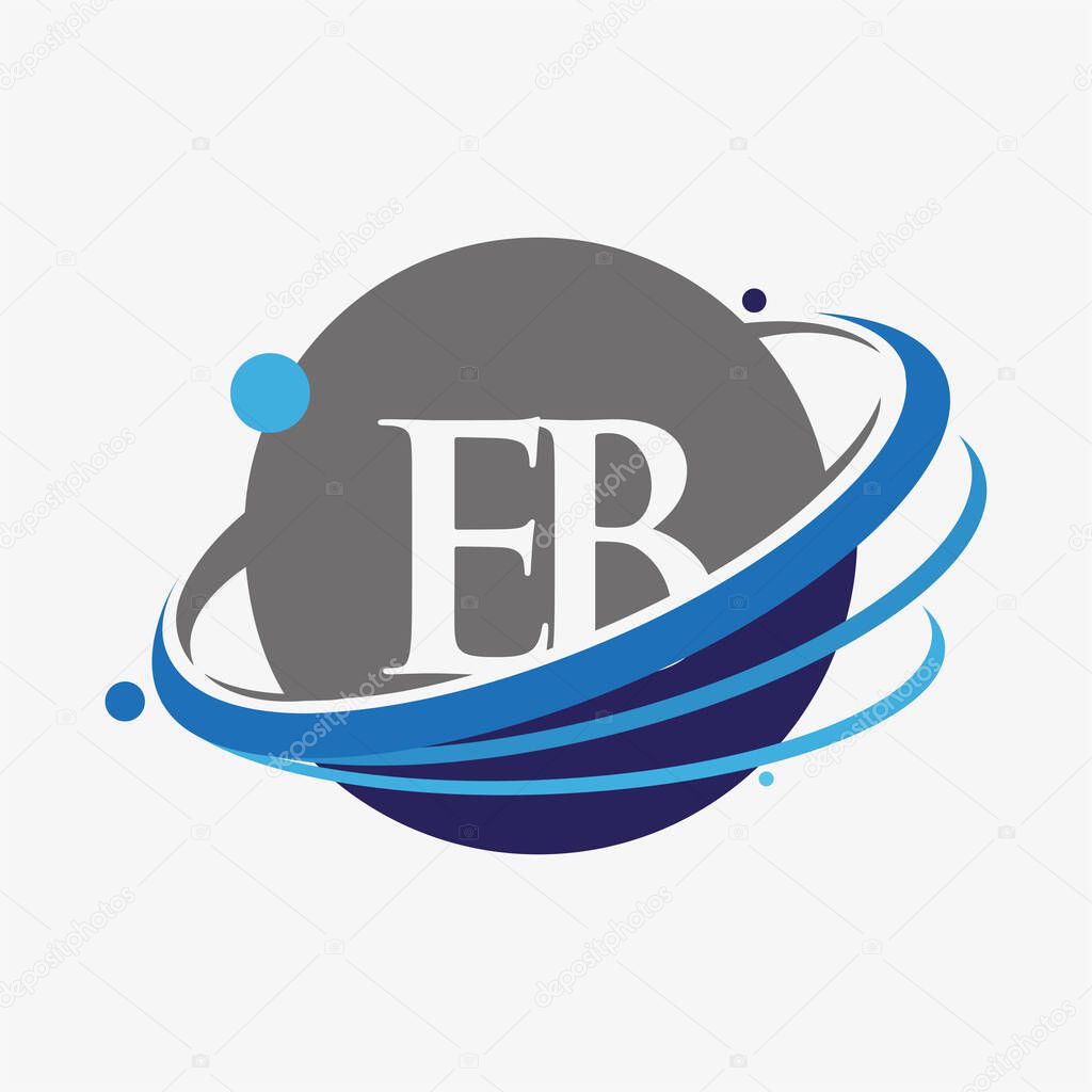 Initial Letter Eb Logotype Company Name Colored Blue And Grey Swoosh And Globe Design Isolated On White Background Larastock Initial Letter Eb Logotype Company Name Colored Blue And Grey Swoosh And Globe Design Isolated On White Background Larastock