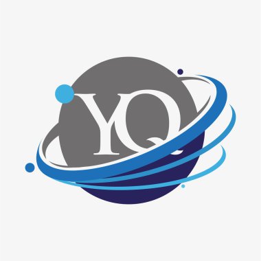 İlk harfi YQ logotype şirketinin adı mavi ve gri renkte. beyaz arkaplanda izole.