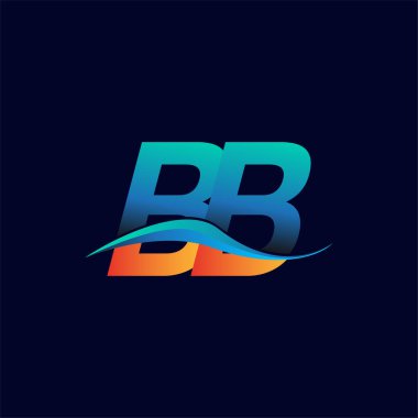 İlk harf logosu BB şirketinin adı mavi ve turuncu renkli Swoosh tasarımı. İş ve şirket kimliği için vektör logosu.