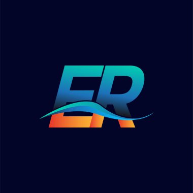 İlk harf logosu Acil Servis adı mavi ve turuncu renkli Swoosh tasarımı. İş ve şirket kimliği için vektör logosu.