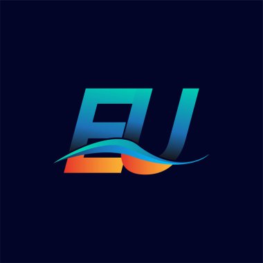 İlk harf logosu AB şirketinin adı mavi ve turuncu renkli swoosh tasarımı. İş ve şirket kimliği için vektör logosu.