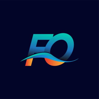 İlk harf logo FO şirketinin adı mavi ve turuncu renkli Swoosh tasarımı. İş ve şirket kimliği için vektör logosu.