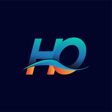 İlk harf logosu. Mavi ve turuncu renkli Swoosh tasarımı. İş ve şirket kimliği için vektör logosu.