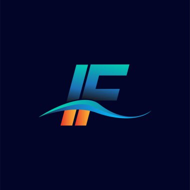 İlk harf logosu If şirketinin adı mavi ve turuncu renk desenli. İş ve şirket kimliği için vektör logosu.