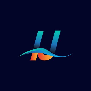 İlk harf logosu IJ şirketi adı mavi ve turuncu renkli Swoosh tasarımı. İş ve şirket kimliği için vektör logosu.