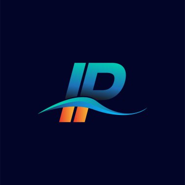 İlk harf logosu IP şirketi adı mavi ve turuncu renkli Swoosh tasarımı. İş ve şirket kimliği için vektör logosu.