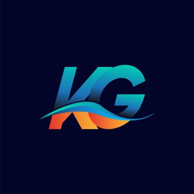 İlk harf logosu KG şirketi mavi ve turuncu renk desenli. İş ve şirket kimliği için vektör logosu.