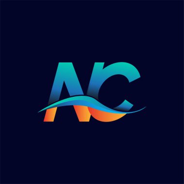 İlk harf logosu NC şirketinin adı mavi ve turuncu renkli swoosh tasarımı. İş ve şirket kimliği için vektör logosu.