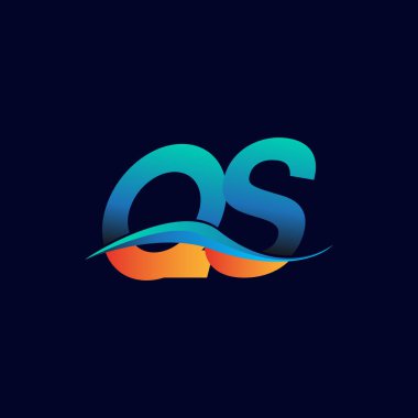 İlk harf logosu QS şirketinin adı mavi ve turuncu renkli swoosh tasarımı. İş ve şirket kimliği için vektör logosu.
