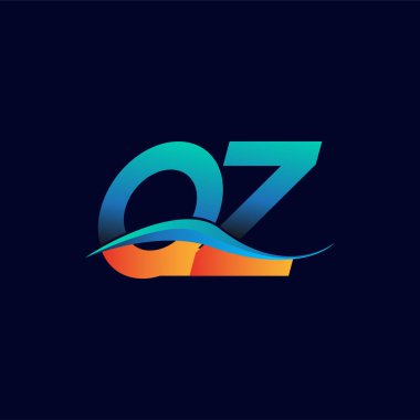 İlk harf logosu QZ şirket adı mavi ve turuncu renkli swoosh tasarımı. İş ve şirket kimliği için vektör logosu.