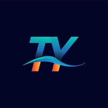 İlk harf TY şirketi adı mavi ve turuncu renkli Swoosh tasarımı. İş ve şirket kimliği için vektör logosu.