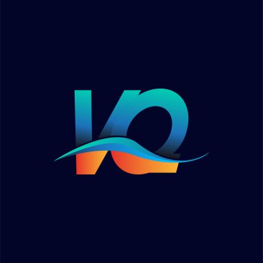 İlk harf logosu VQ şirketinin adı mavi ve turuncu renkli Swoosh tasarımı. İş ve şirket kimliği için vektör logosu.