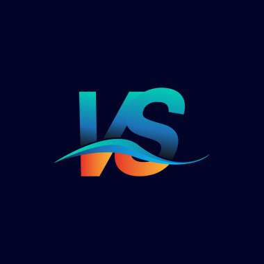 İlk harf logosu vs şirket adı mavi ve turuncu renkli swoosh tasarımı. İş ve şirket kimliği için vektör logosu.