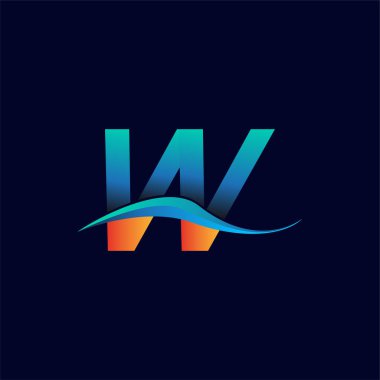 İlk harf logosu VV şirketinin adı mavi ve turuncu renkli swoosh tasarımı. İş ve şirket kimliği için vektör logosu.