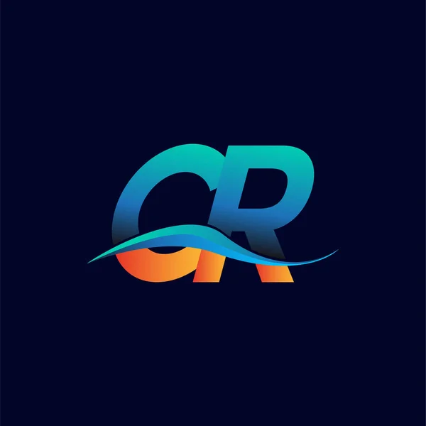 Harf Logosu Şirketinin Adı Mavi Turuncu Renkli Swoosh Tasarımı Şirket — Stok Vektör