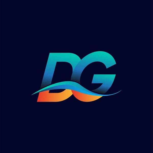Lettre Initiale Logo Nom Entreprise Bleu Orange Couleur Swoosh Design — Image vectorielle
