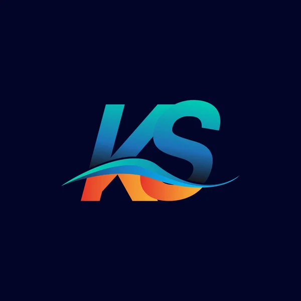 Początkowe Logo Literowe Nazwa Firmy Niebieski Pomarańczowy Kolor Swoosh Projektu — Wektor stockowy