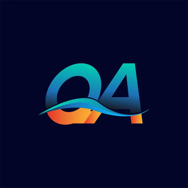 Początkowe Logo Litery Nazwa Firmy Niebieski Pomarańczowy Kolor Swoosh Projektu — Wektor stockowy